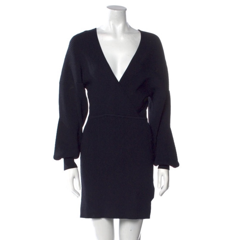 GANNI V-Neck Mini Dress (Black / XS)